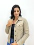 Jaqueta Jeans Color Com Bolsos Laterais 