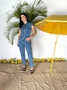 Macacao Jeans Com Botoes E Barra Tradicional 