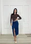 Saia Jeans Midi Com Fenda E Cinto  