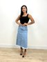 Saia Jeans Midi Com Recorte Frontal E Cinto 