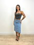 Saia Jeans Midi Recorte Frontal Com Cinto  