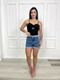Shorts Jeans Bolso Faca Com Penses E Cinto 