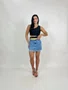 Shorts Saia Jeans Barra Desfiada Com Cinto 
